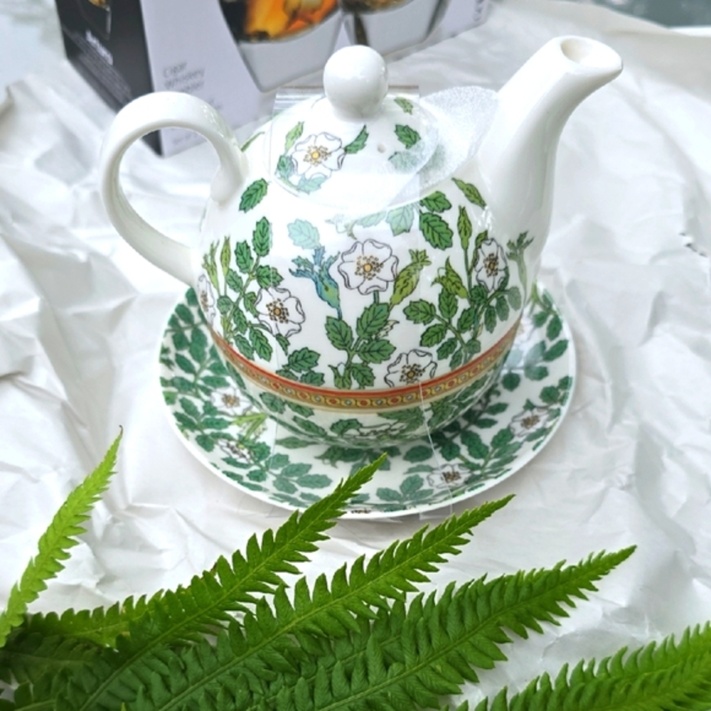Teapot 🌿 Gracie China Stackable Pot Cup Tea Party Set Stechcol Floral Botanic